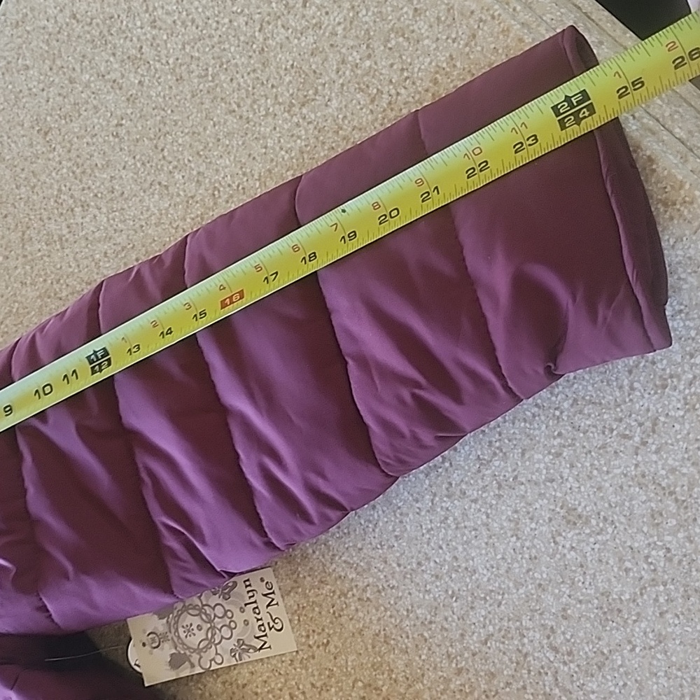 NWT Maralyn & Me Wine Hooded Cozy Puffer Coat With Faux Fur Trim Size XL - Picture 9 of 14